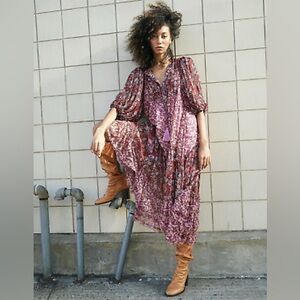 Free People Estelle Chiffon Maxi Dress, XS
